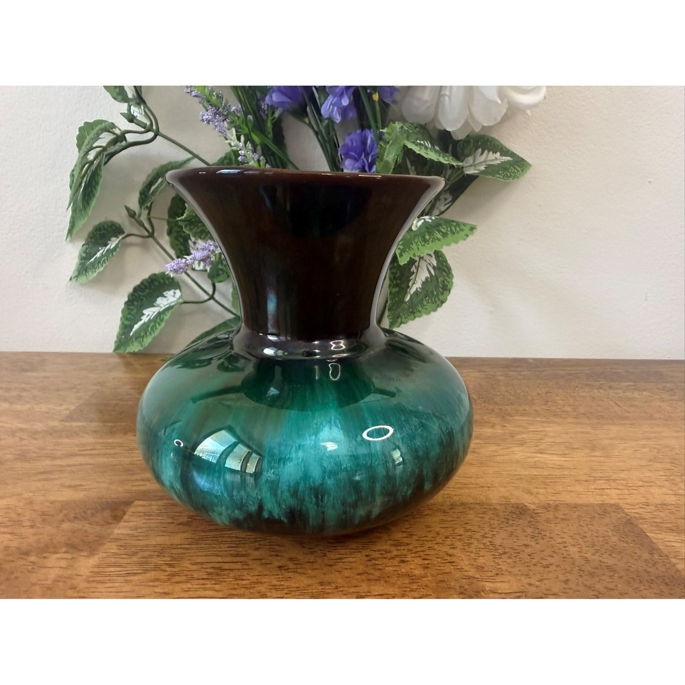 Vintage Blue Mountain Pottery Teal Green Drip Glaze Vase Canadian Art Pottery